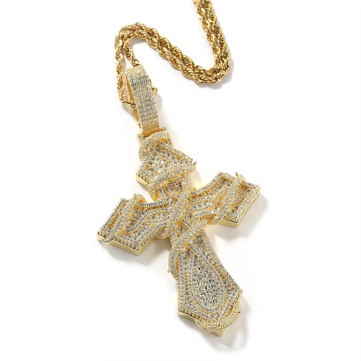 VINE CROSS PENDANT - ICED OUT