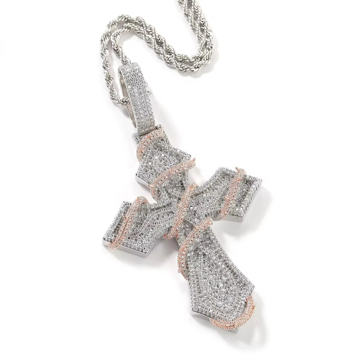 VINE CROSS PENDANT - ICED OUT