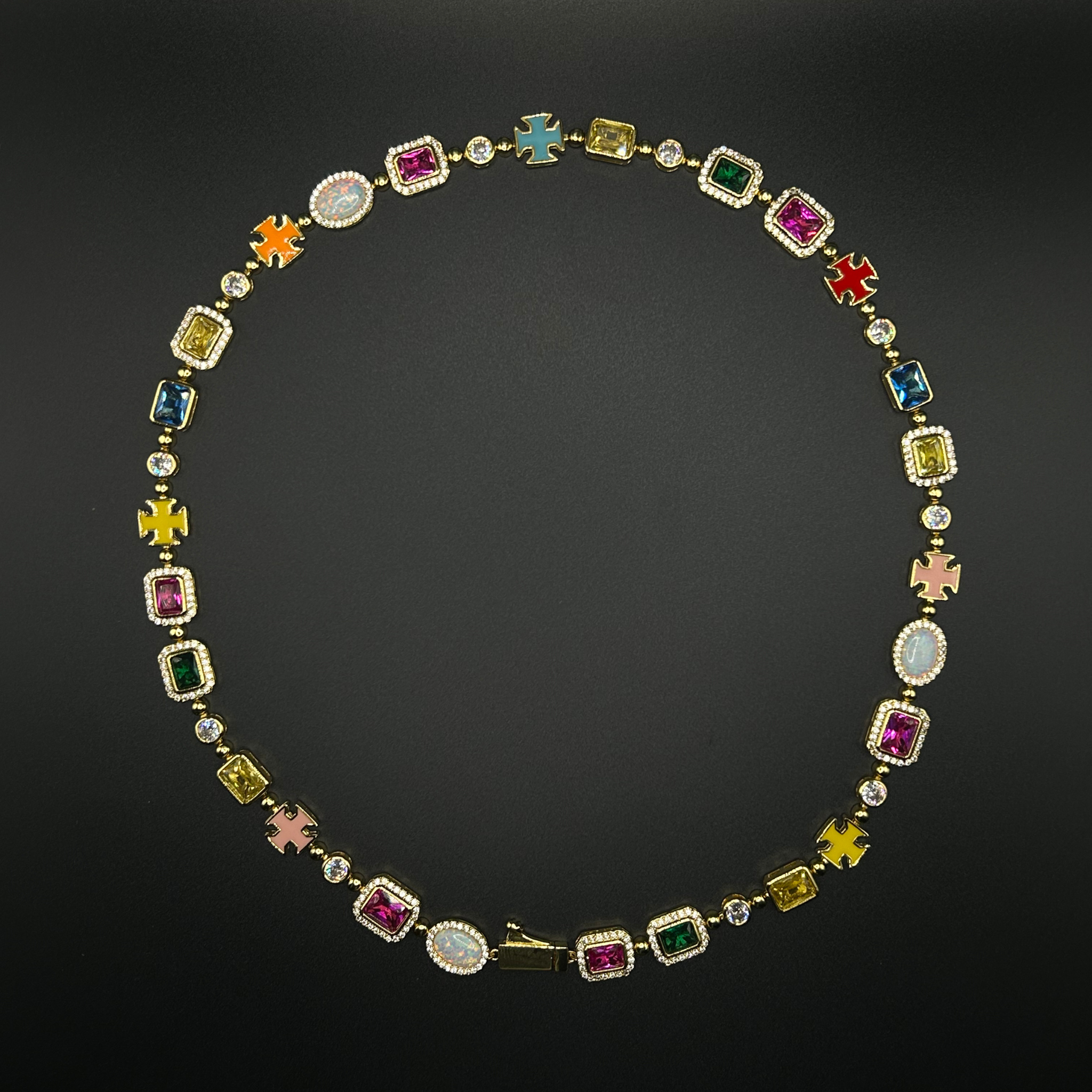 MULTI GEMSTONE NECKLACE - GOLD