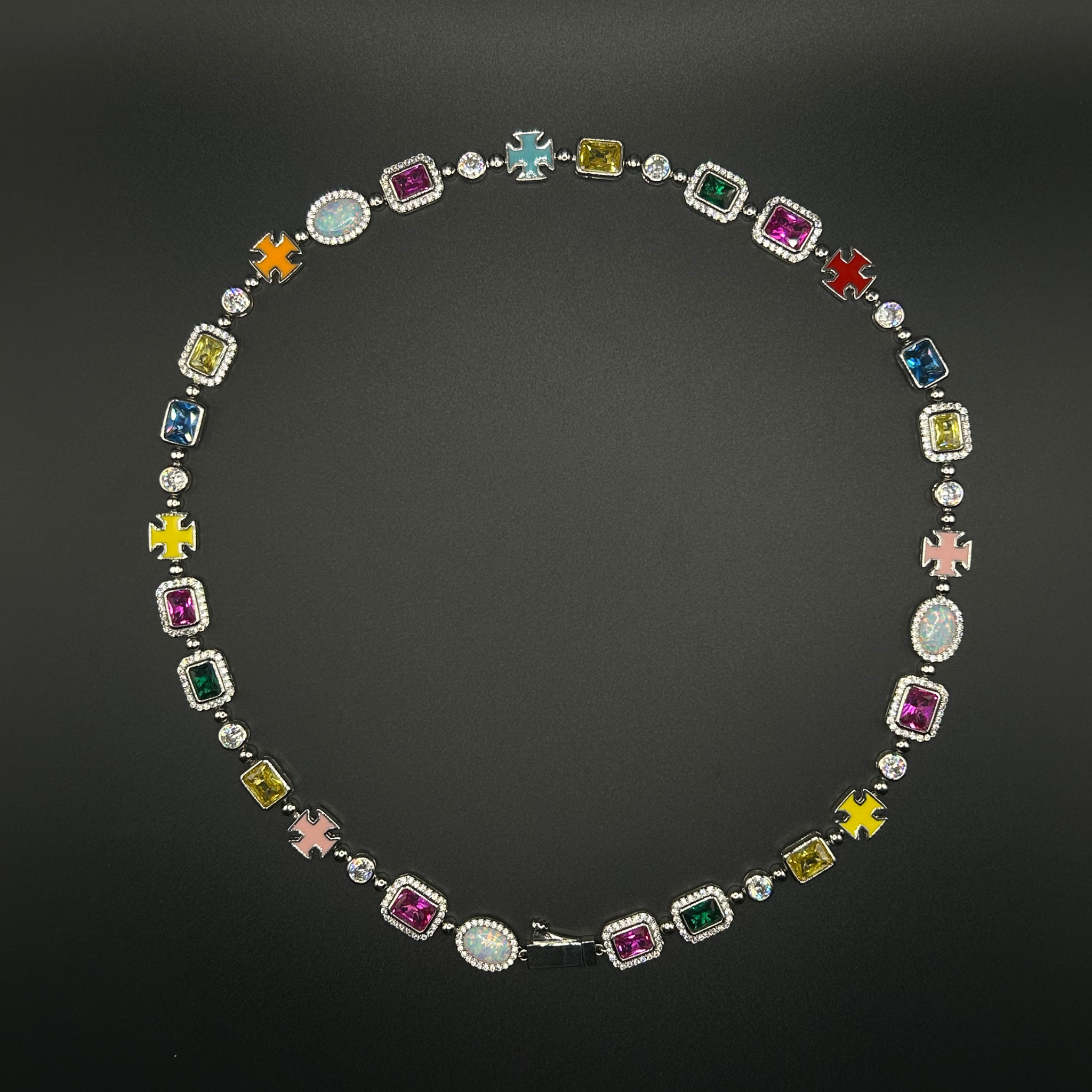 MULTI GEMSTONE NECKLACE - SILVER