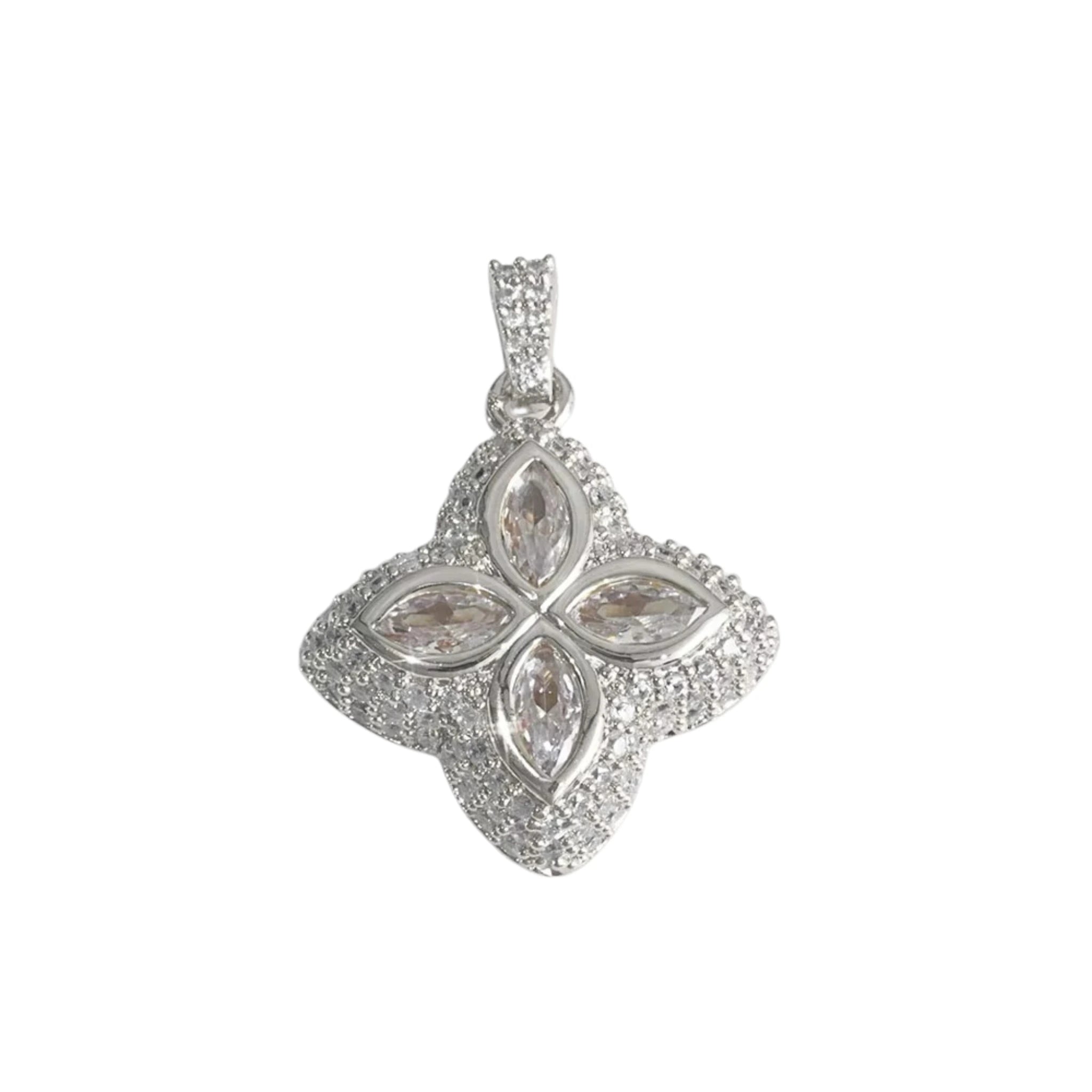 SNOW CLOVER PENDANT - ICED OUT