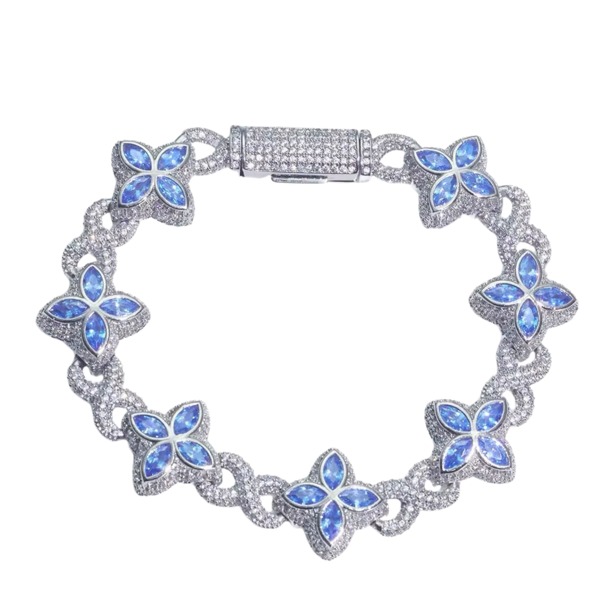 AQUA CLOVER BRACELET - ICED OUT
