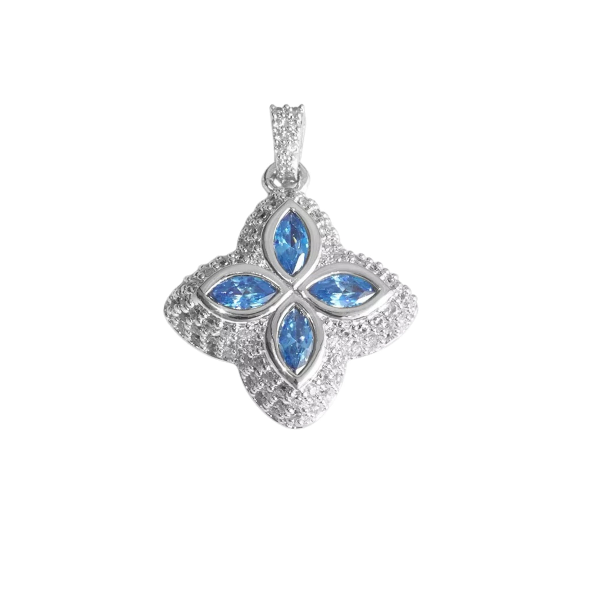 AQUA CLOVER PENDANT - ICED OUT