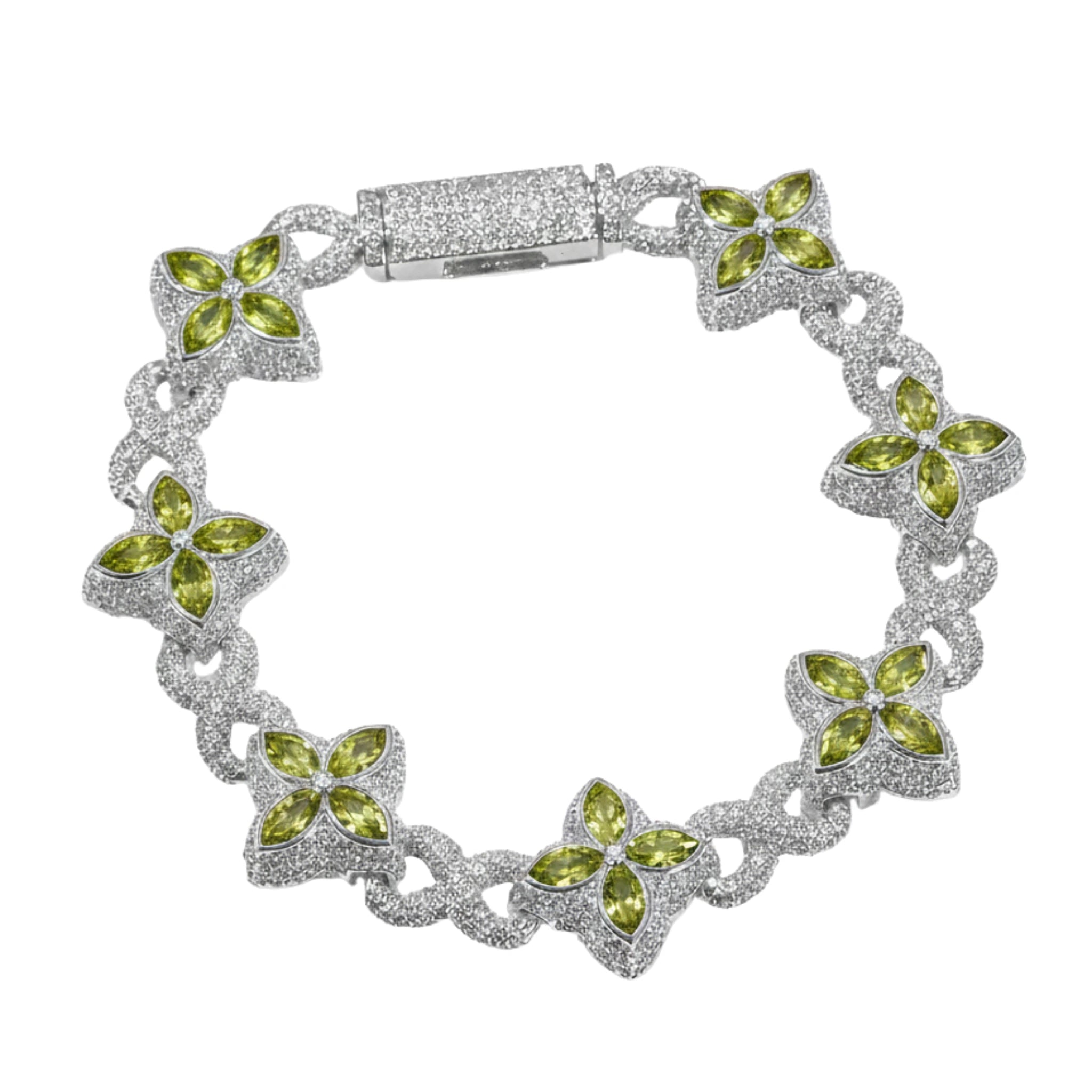 GREEN CLOVER BRACELET - ICED OUT